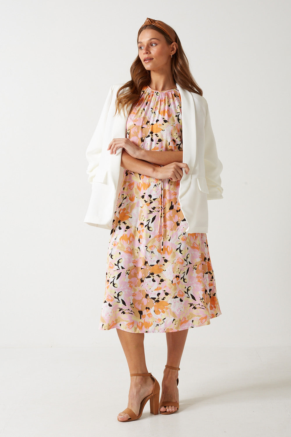 Gia Floral Print Midi Dress in Multi