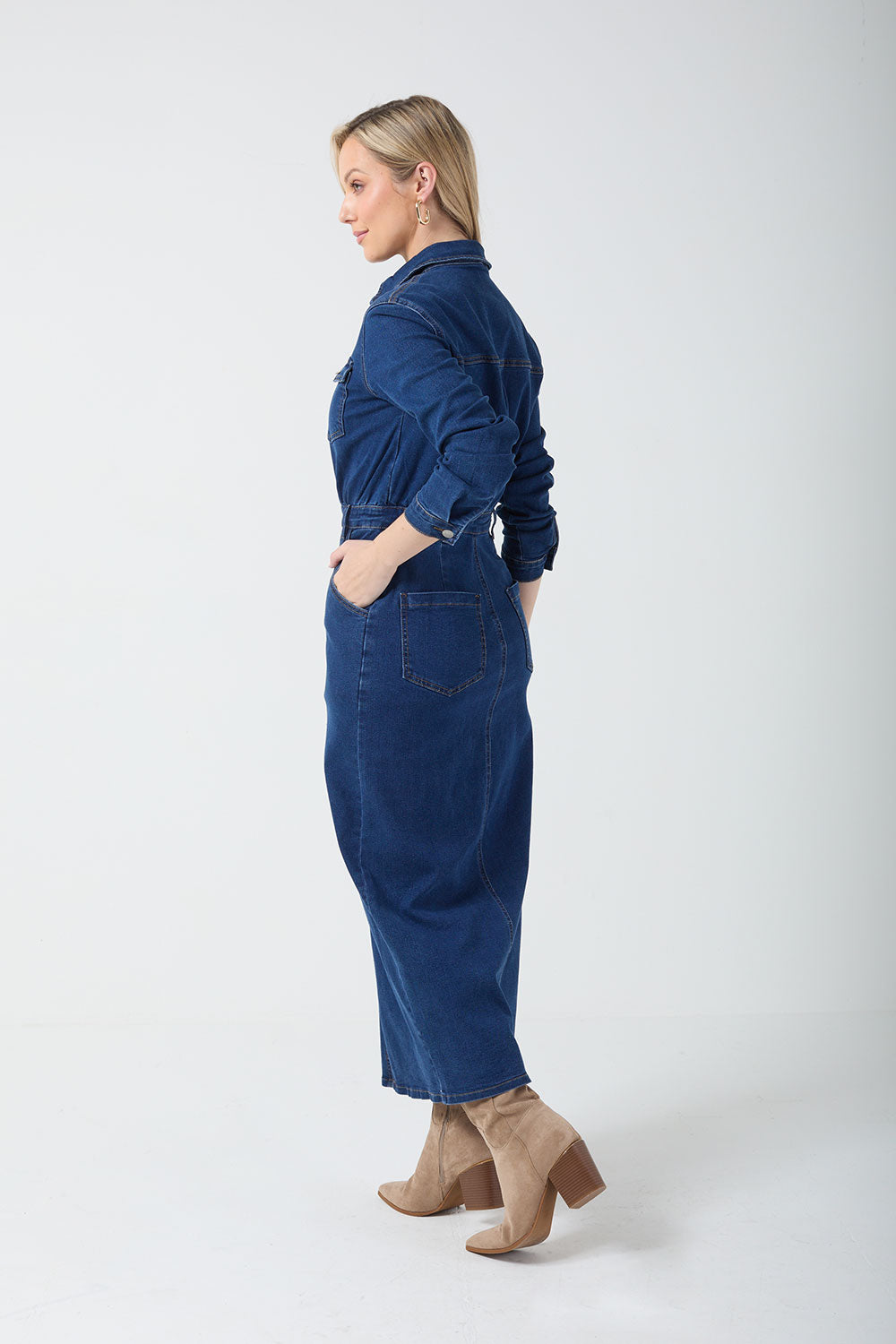Ruth Button Through Denim Dress