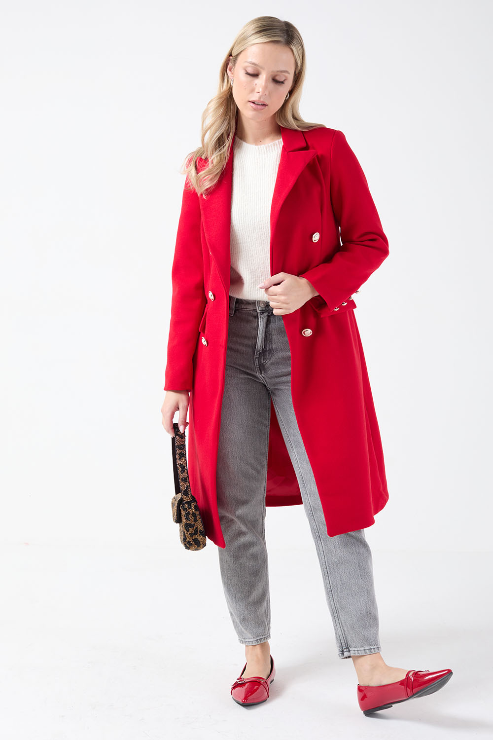 Vic Tailored Coat in Red