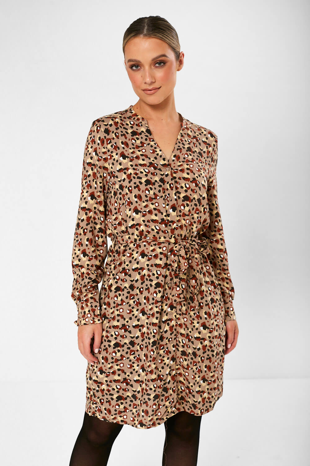Carly Shirt Dress in Leopard Print