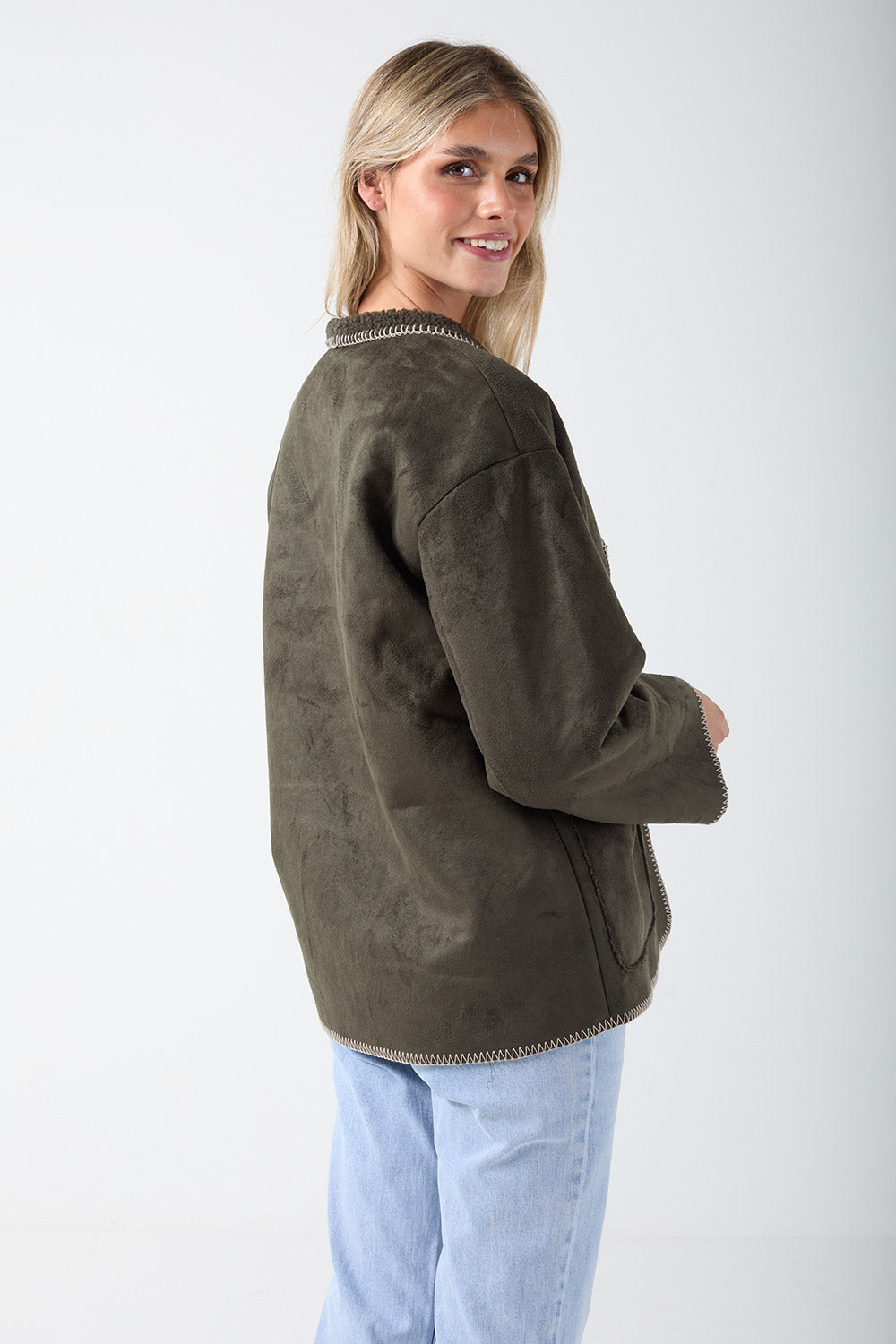 Livia Stitch Detail Jacket in Peat