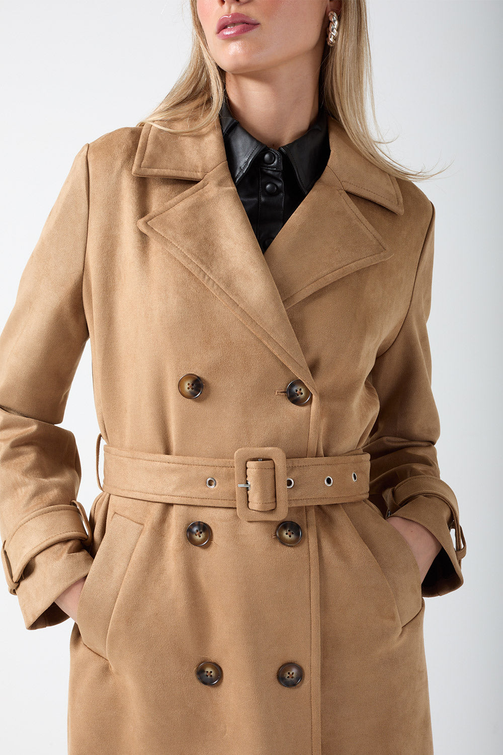 Jose Long Trench Coat in Camel