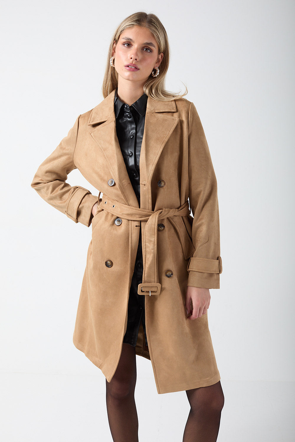 Jose Long Trench Coat in Camel