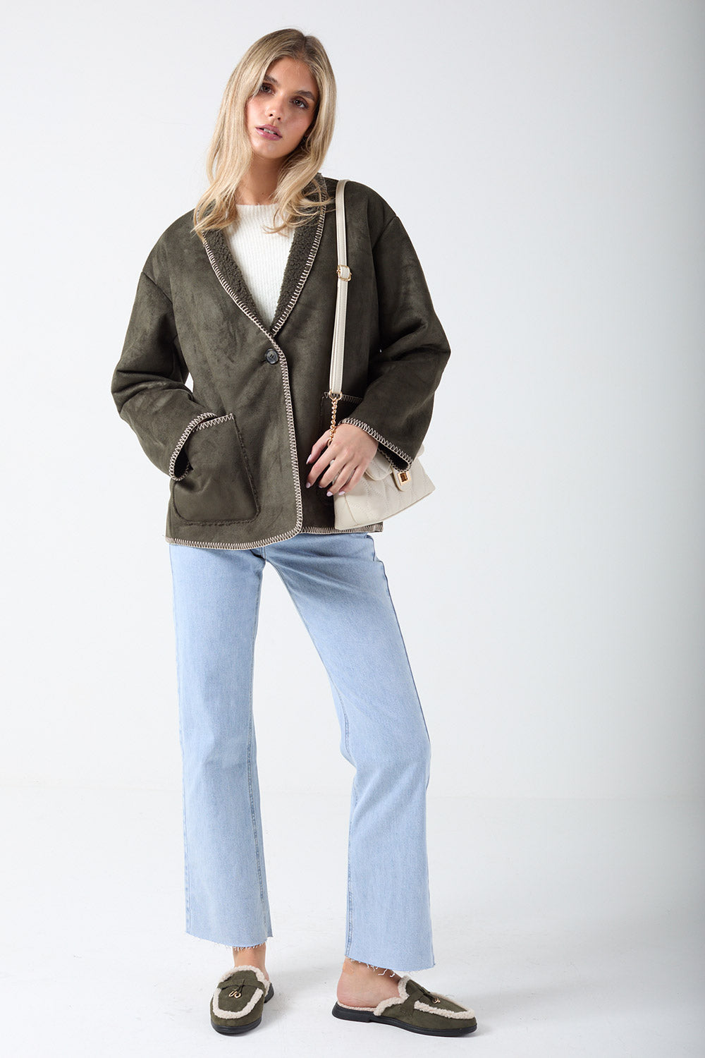 Livia Stitch Detail Jacket in Peat