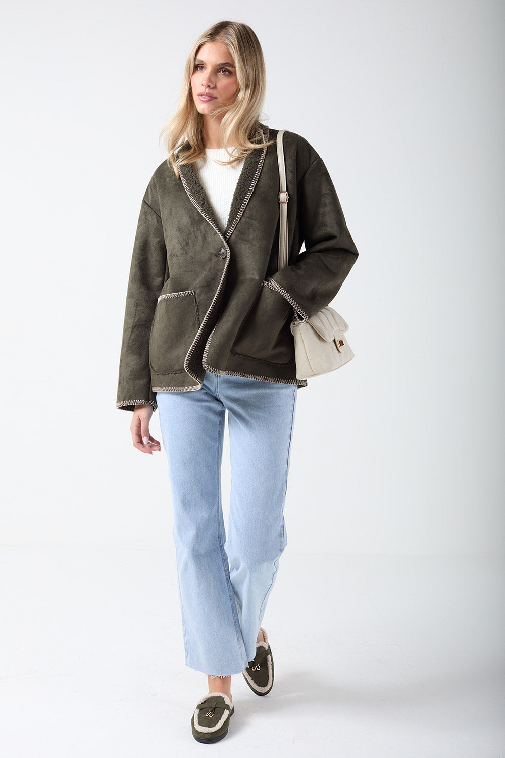 Livia Stitch Detail Jacket in Peat