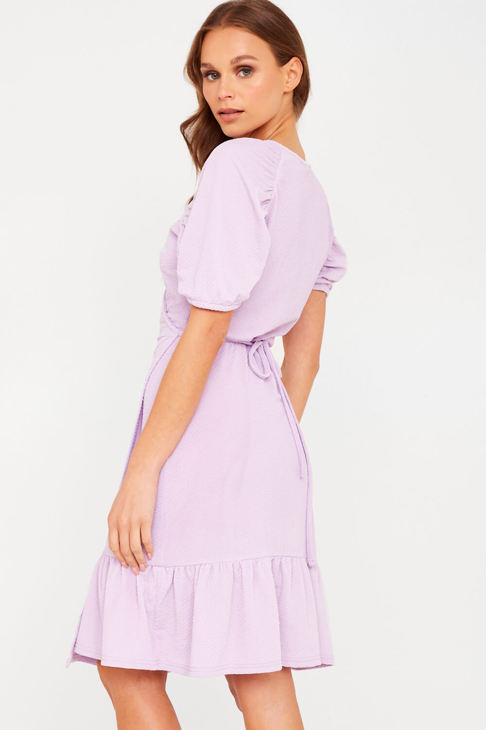 Hollis Textured Wrap Dress in Lavender
