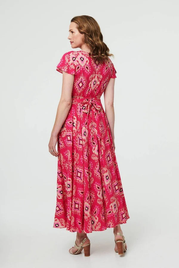 Angela Ruched Maxi Dress in Pink