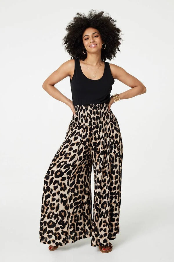 Maggie Animal Print Wide Leg Trousers