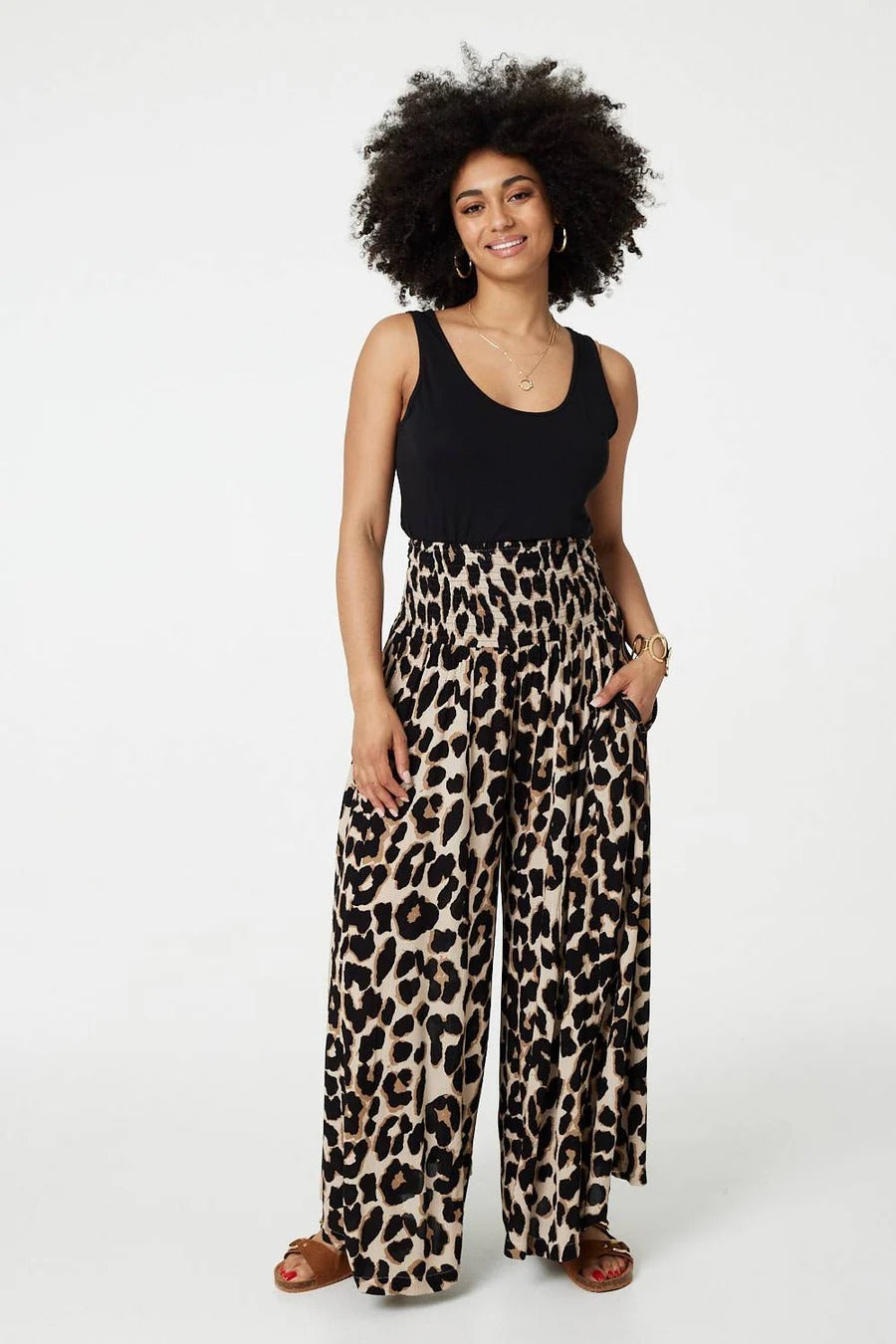 Maggie Animal Print Wide Leg Trousers