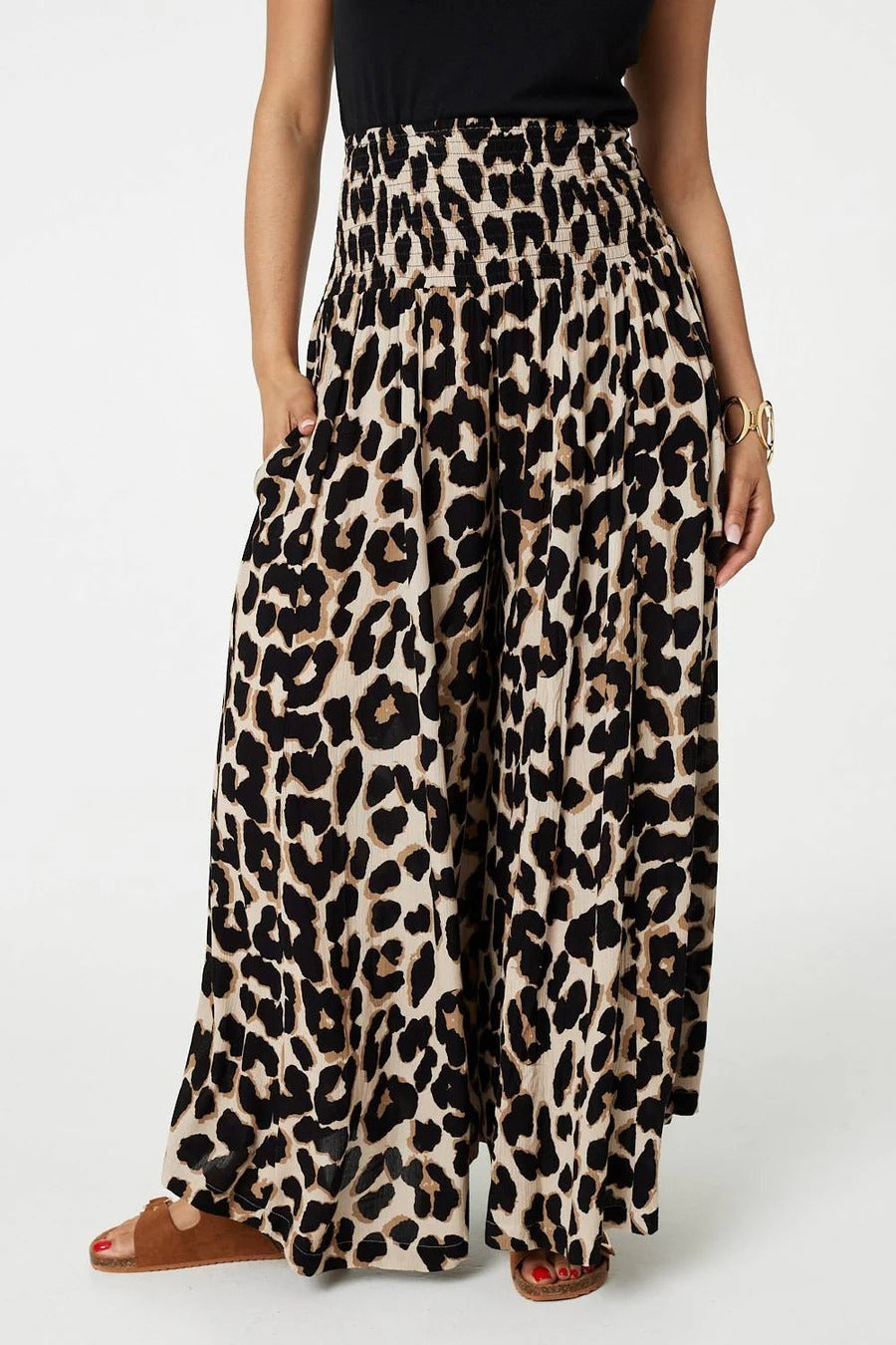 Maggie Animal Print Wide Leg Trousers