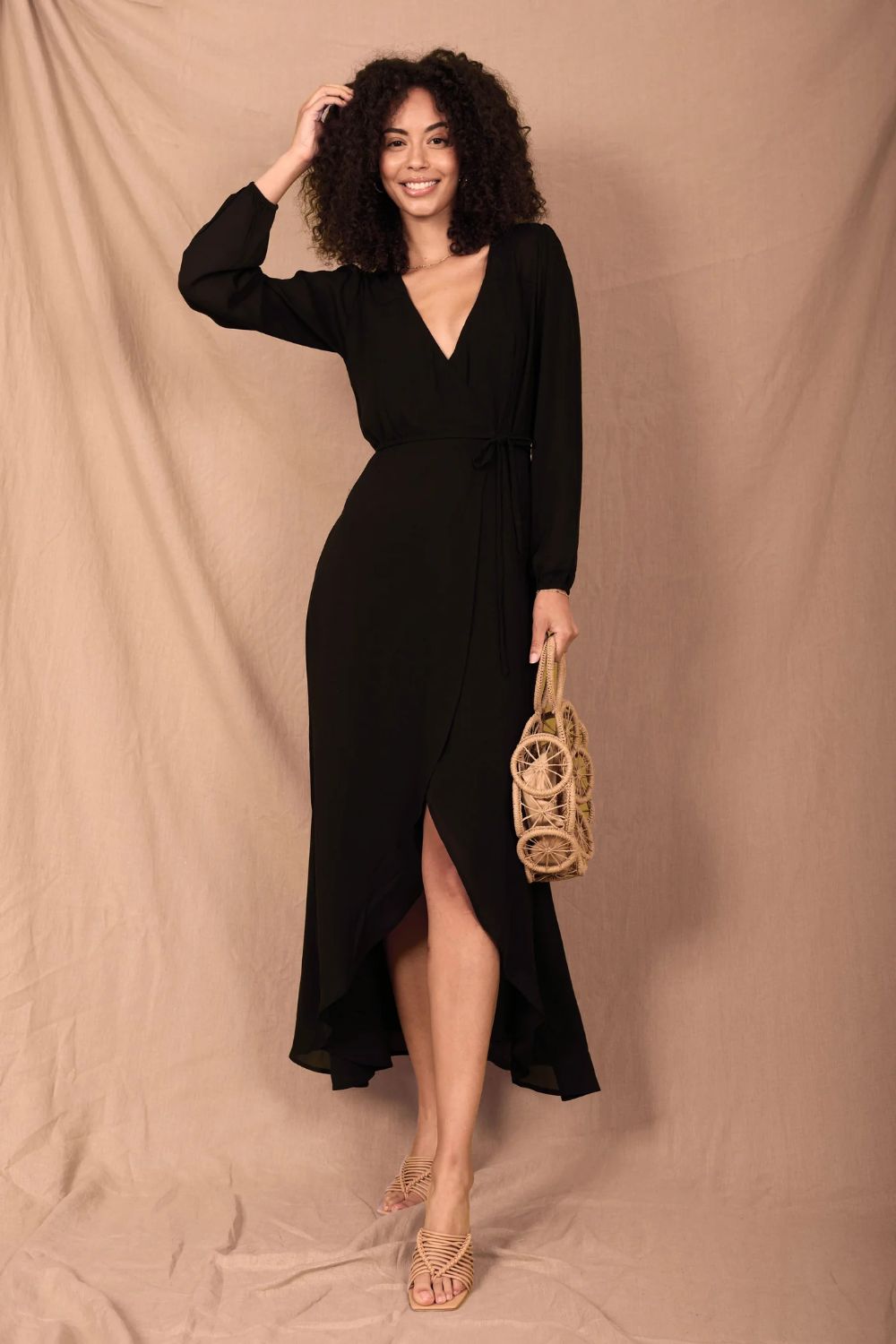 Jagger Maxi Wrap Dress in Black