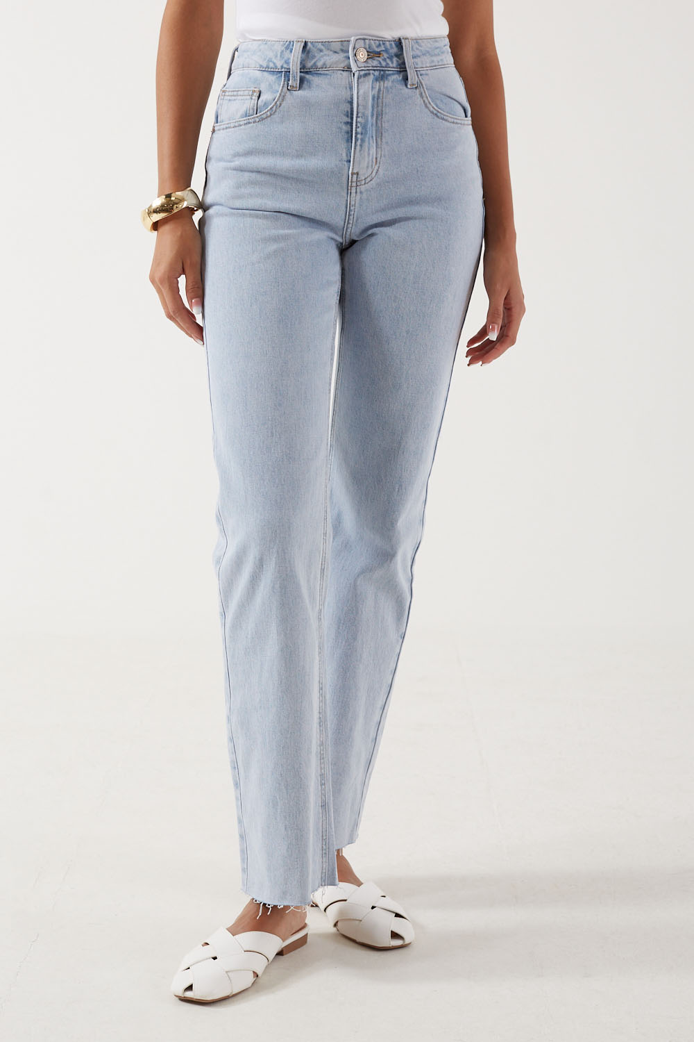 Maddie HW Straight Jeans in Light Blue