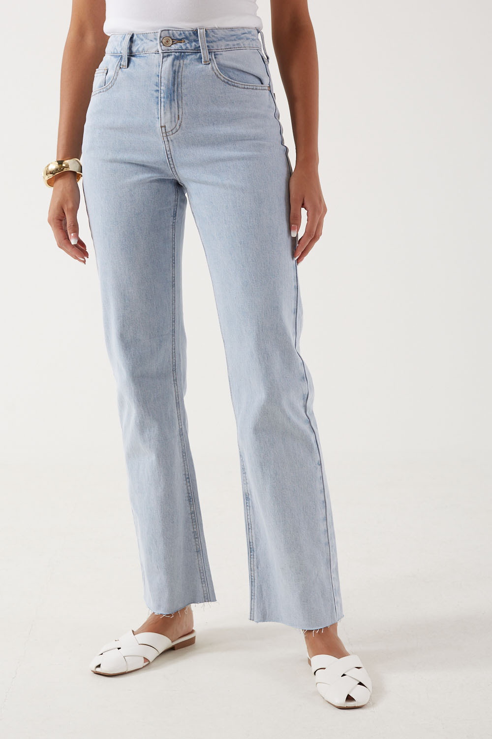 Maddie HW Straight Jeans in Light Blue