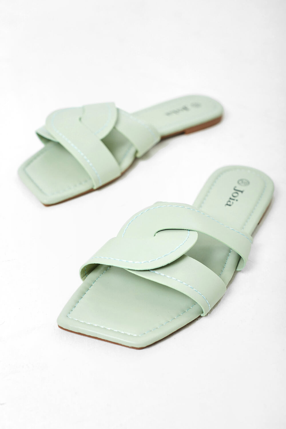 Jenna Slider Sandals in Mint Green