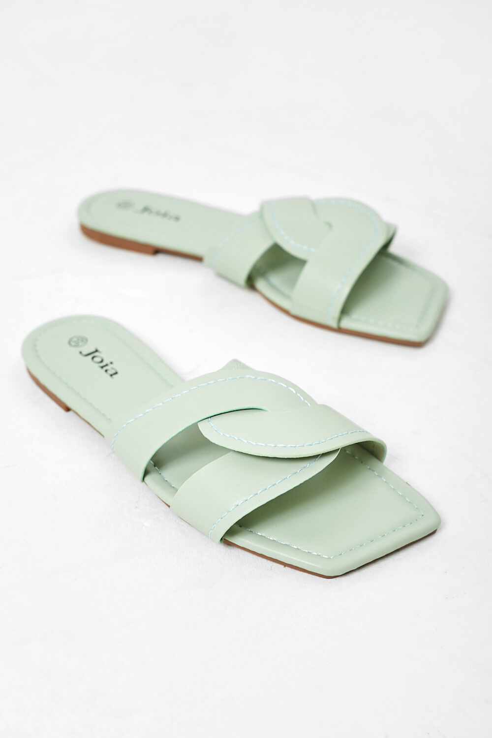 Jenna Slider Sandals in Mint Green