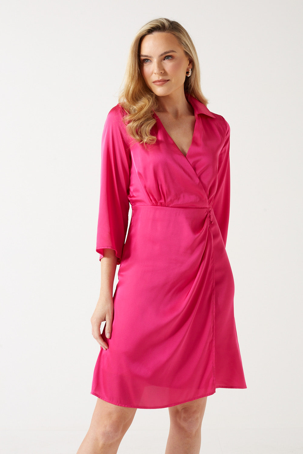Julie Short Wrap Dress in Pink