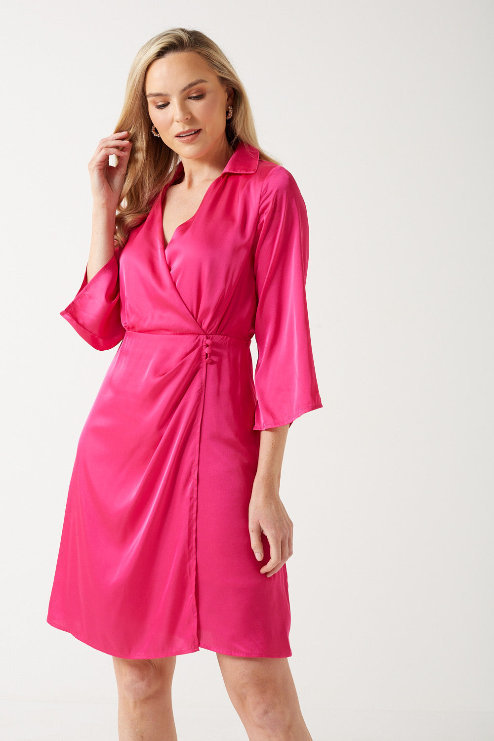 Julie Short Wrap Dress in Pink