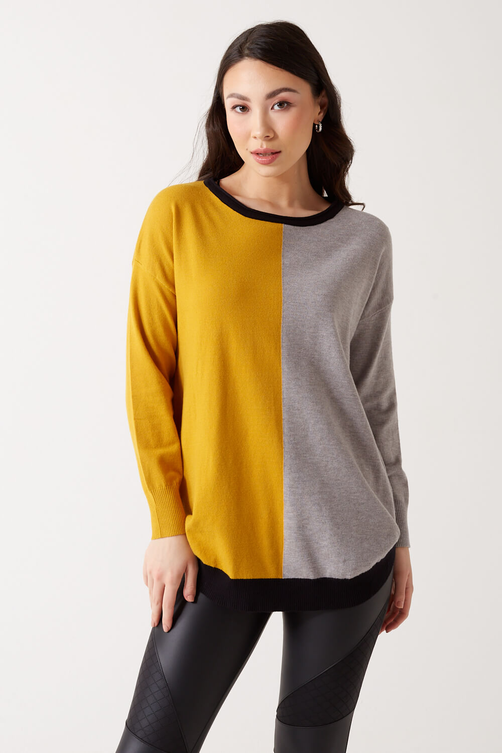 Kameron Two Tone Long Top in Grey