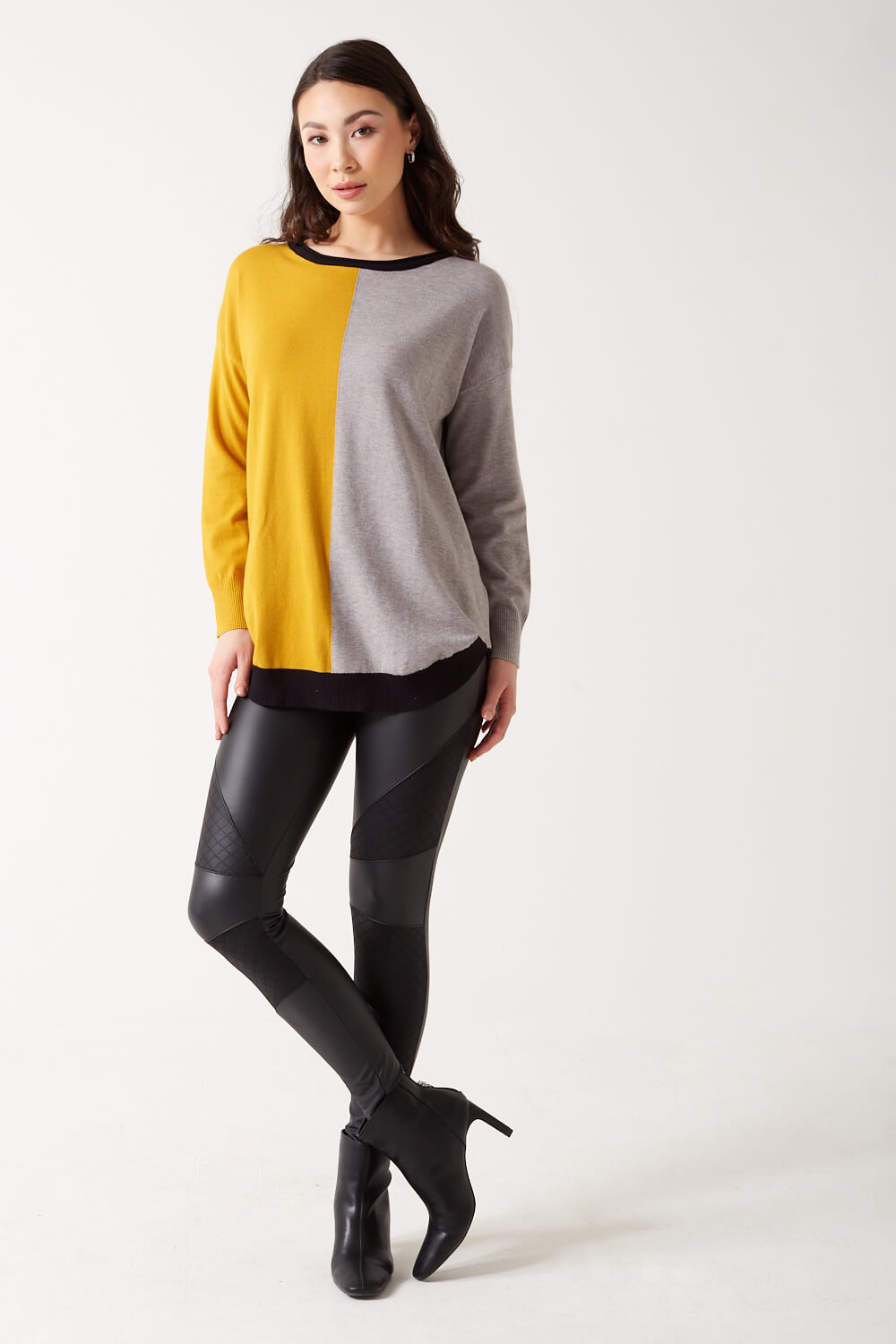 Kameron Two Tone Long Top in Grey