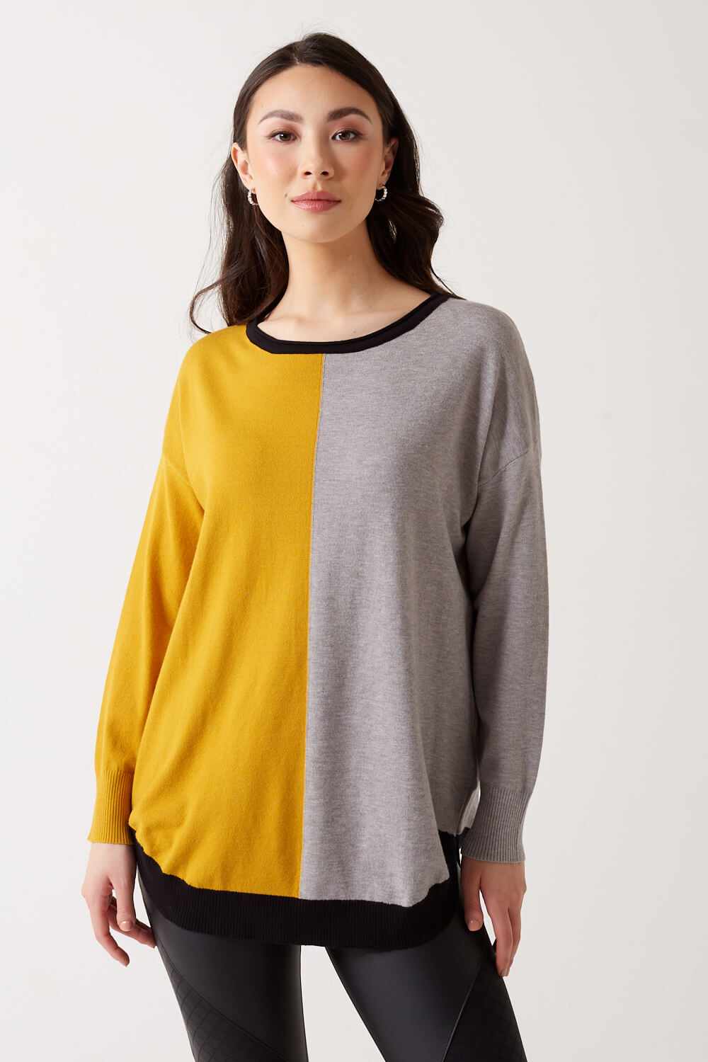 Kameron Two Tone Long Top in Grey