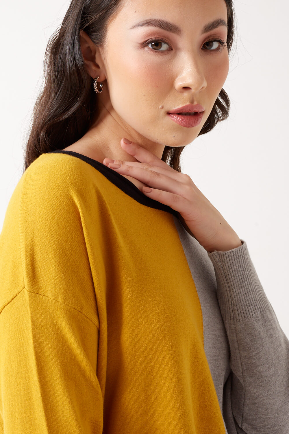 Kameron Two Tone Long Top in Grey