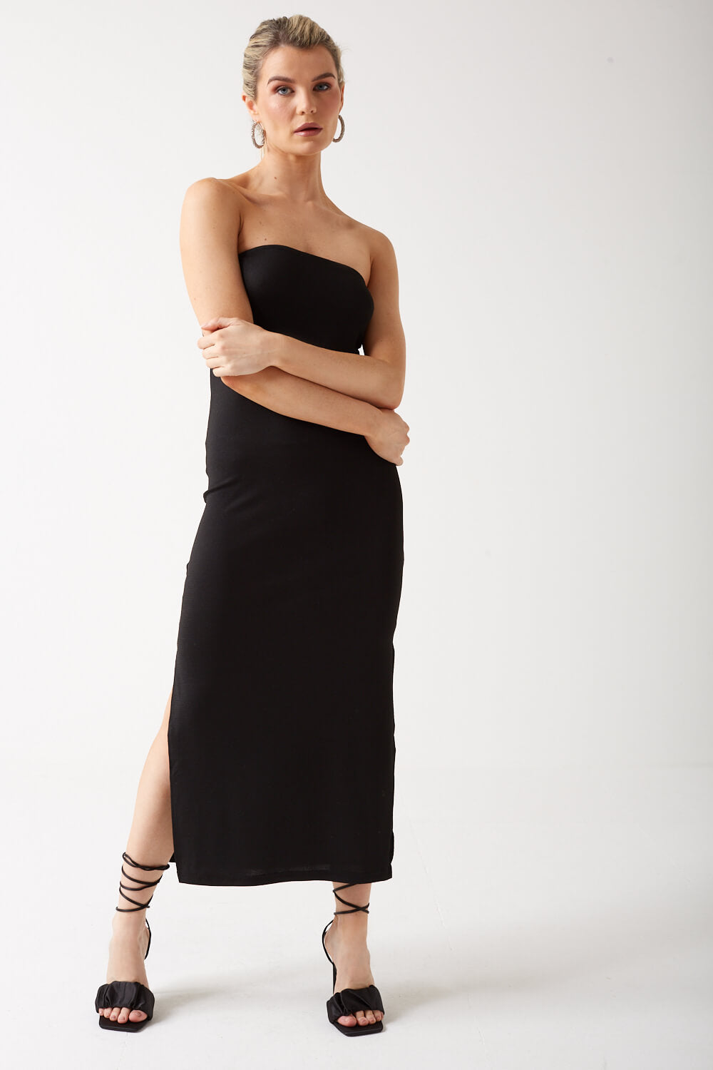 Kanva Lurex Tube Dress in Black