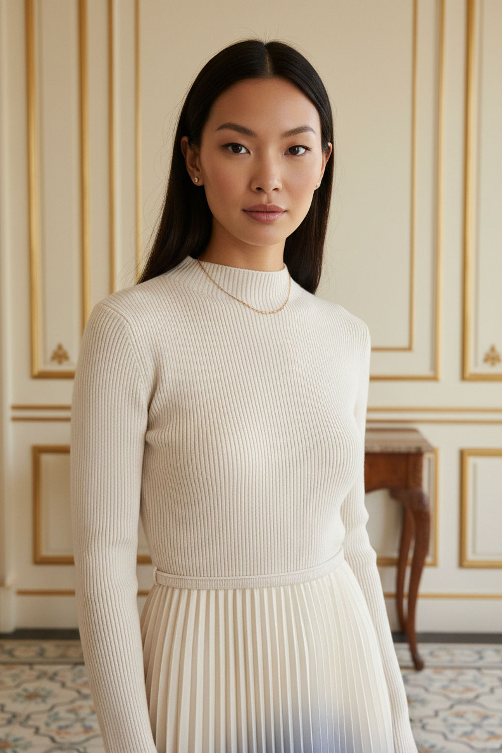 Sile Knit and Pleated Ombre Midi Dress