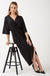 Kelly Deep V Midi Dress in Black