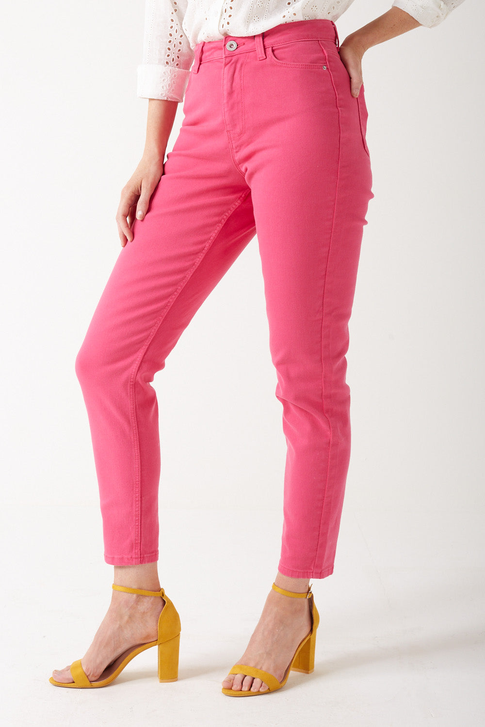 Kesia High Rise Mom Jeans in Pink