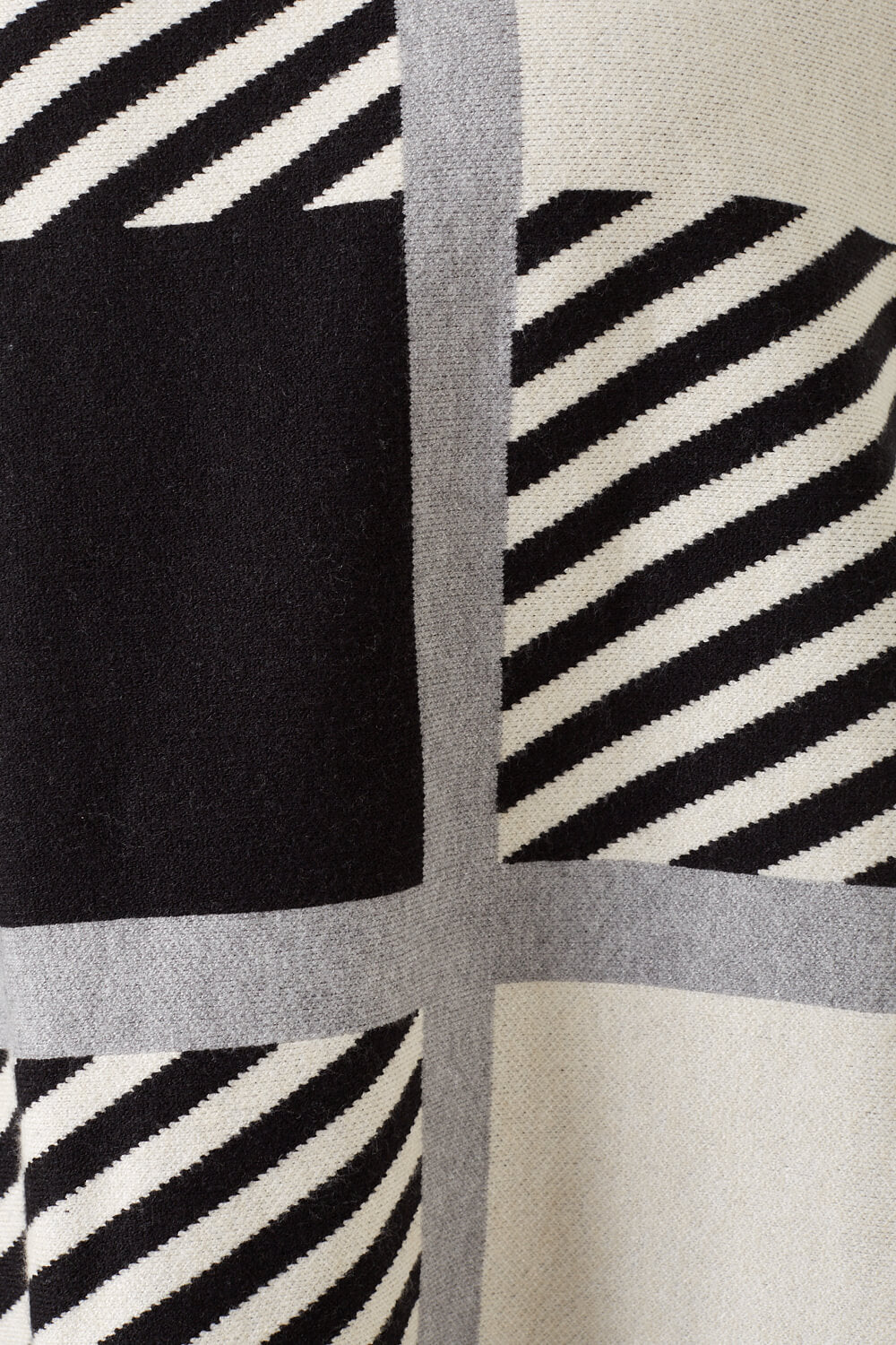 Claire Colour Block Knit Poncho in Black