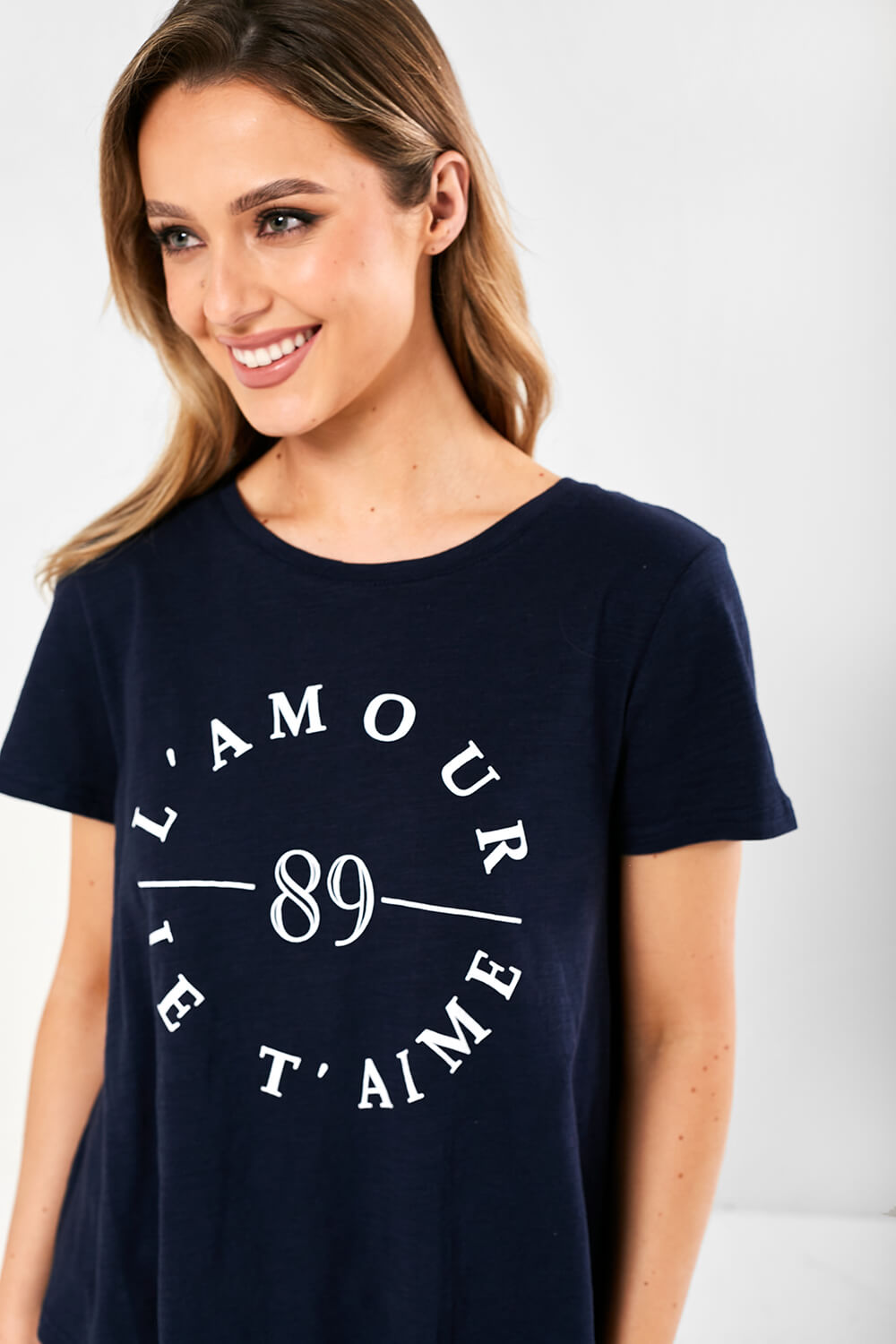 L'amour Print Relaxed T-shirt in Navy