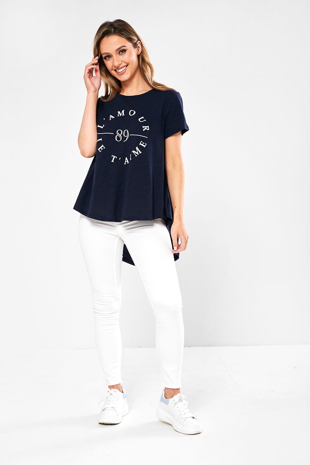 L'amour Print Relaxed T-shirt in Navy