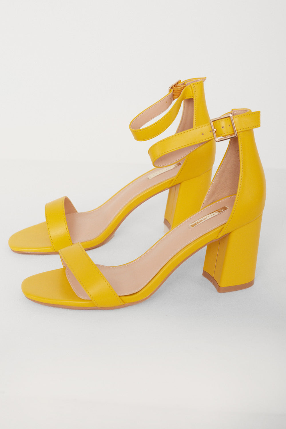 Lillee Faux Leather Heel Sandals in Yellow