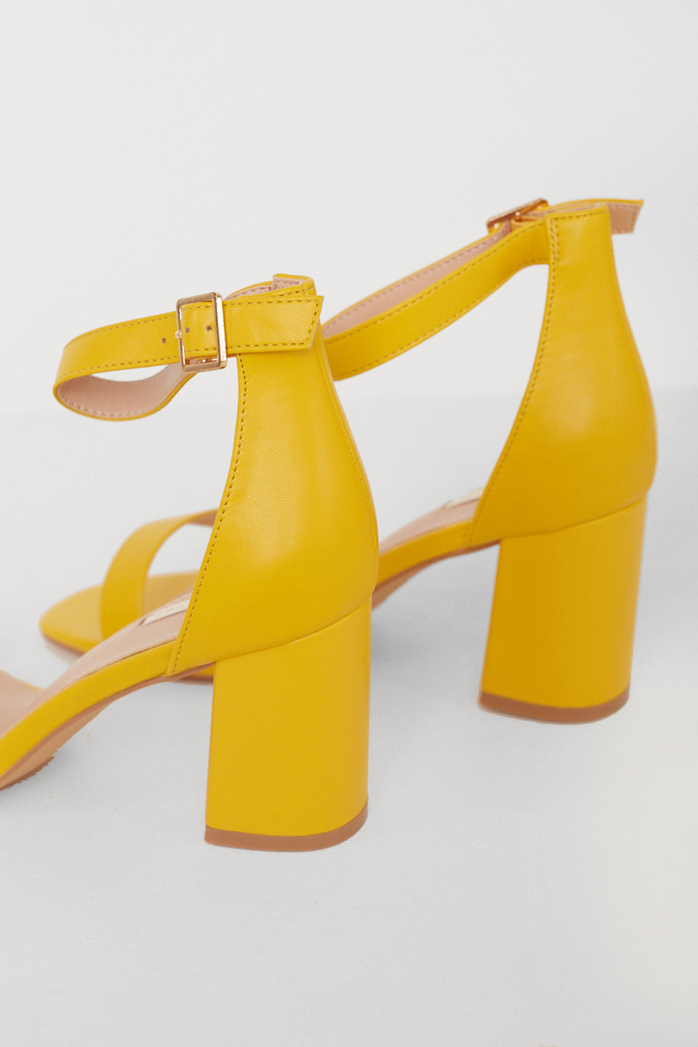 Lillee Faux Leather Heel Sandals in Yellow