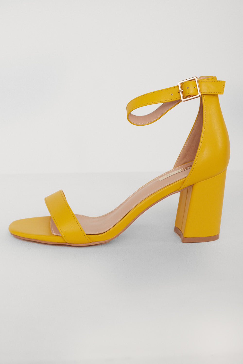Lillee Faux Leather Heel Sandals in Yellow