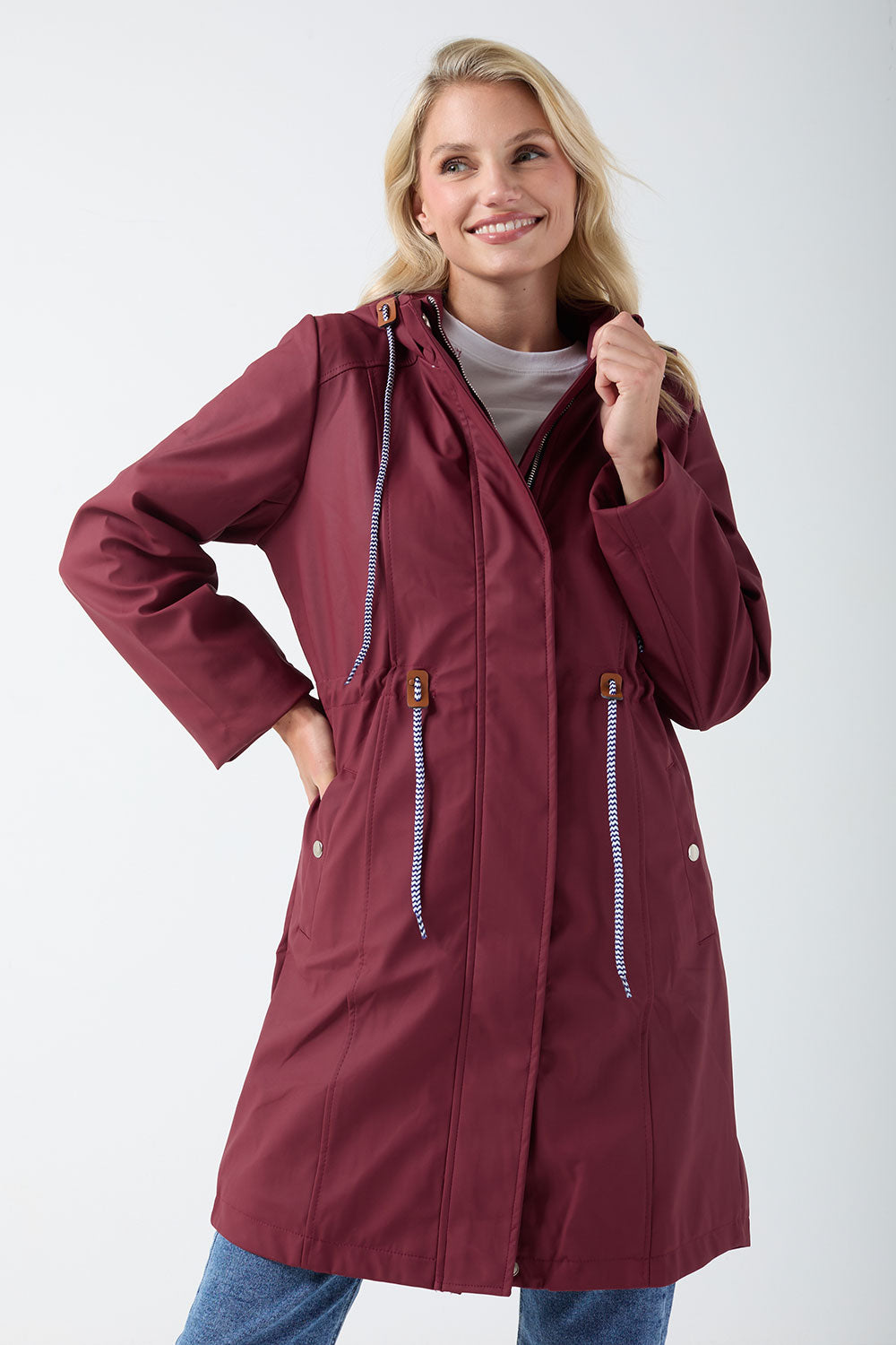 Lilly Drawstring Rain Jacket in Wine