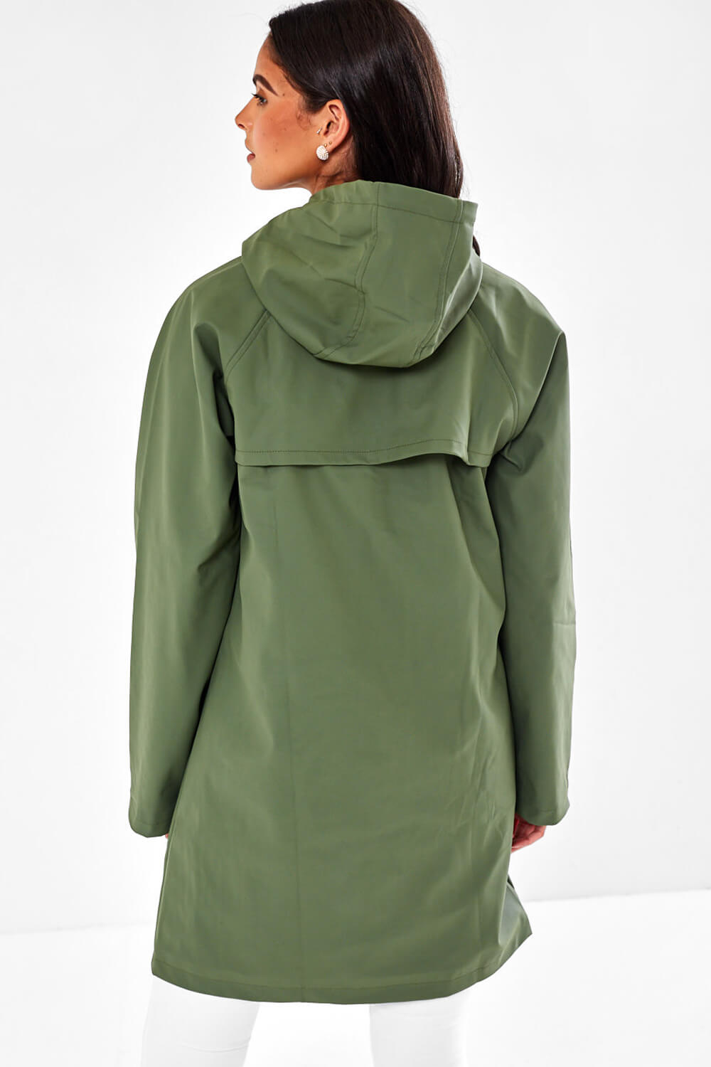 Lilly Long line Rain Jacket in Khaki
