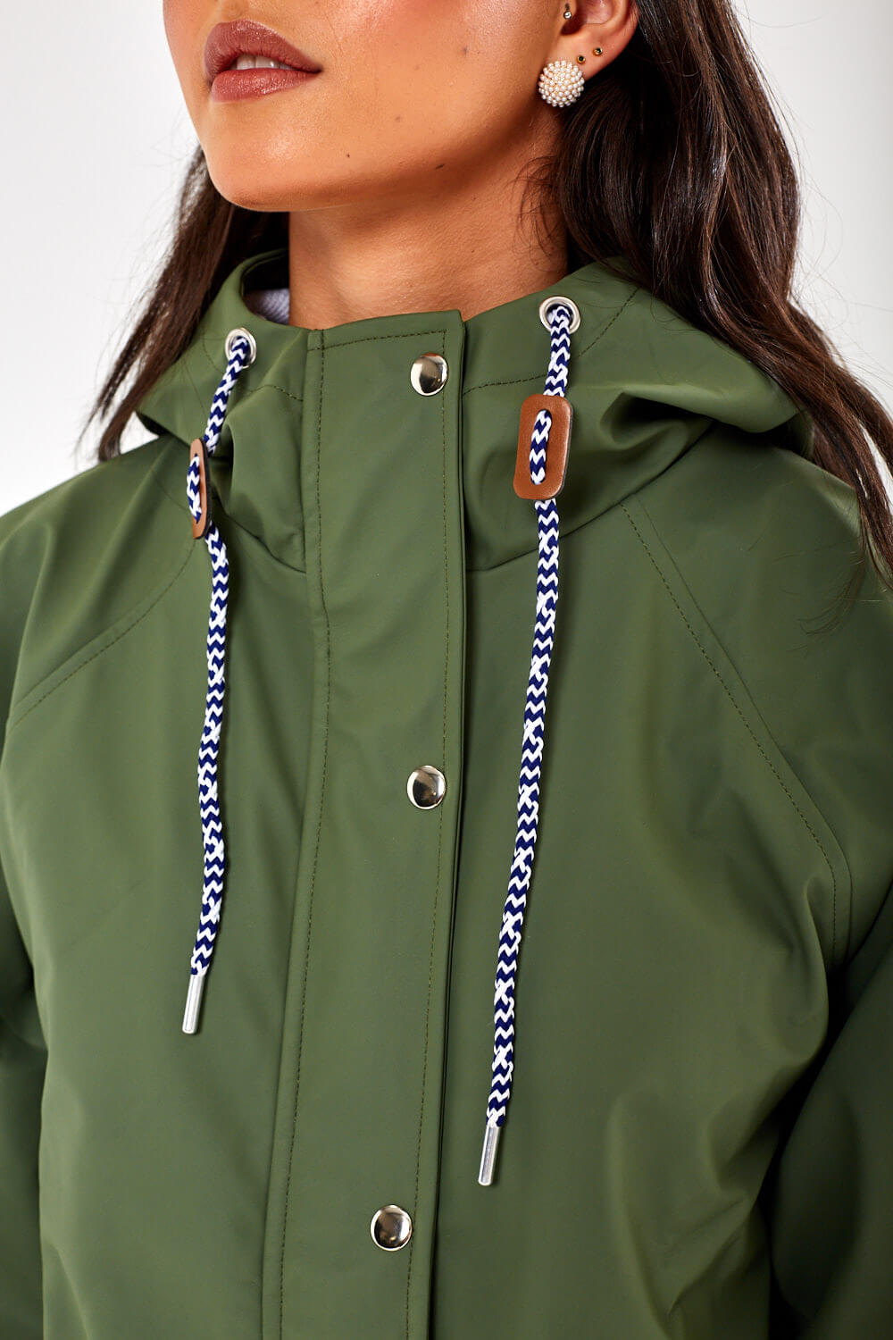 Lilly Long line Rain Jacket in Khaki