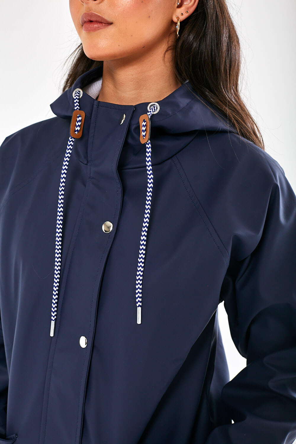 Lilly Long line Rain Jacket in Navy