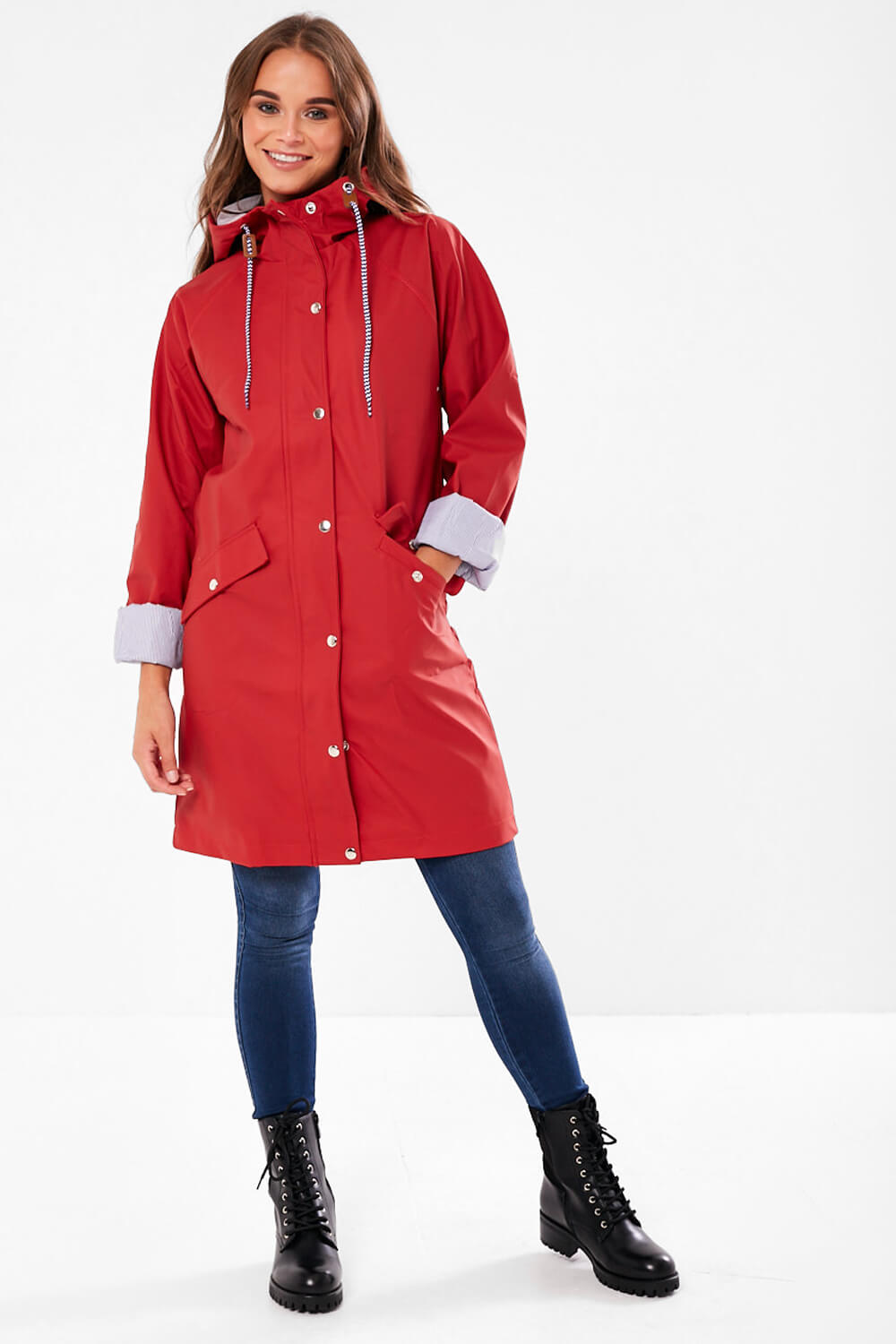 Lilly Long line Rain Jacket in Red