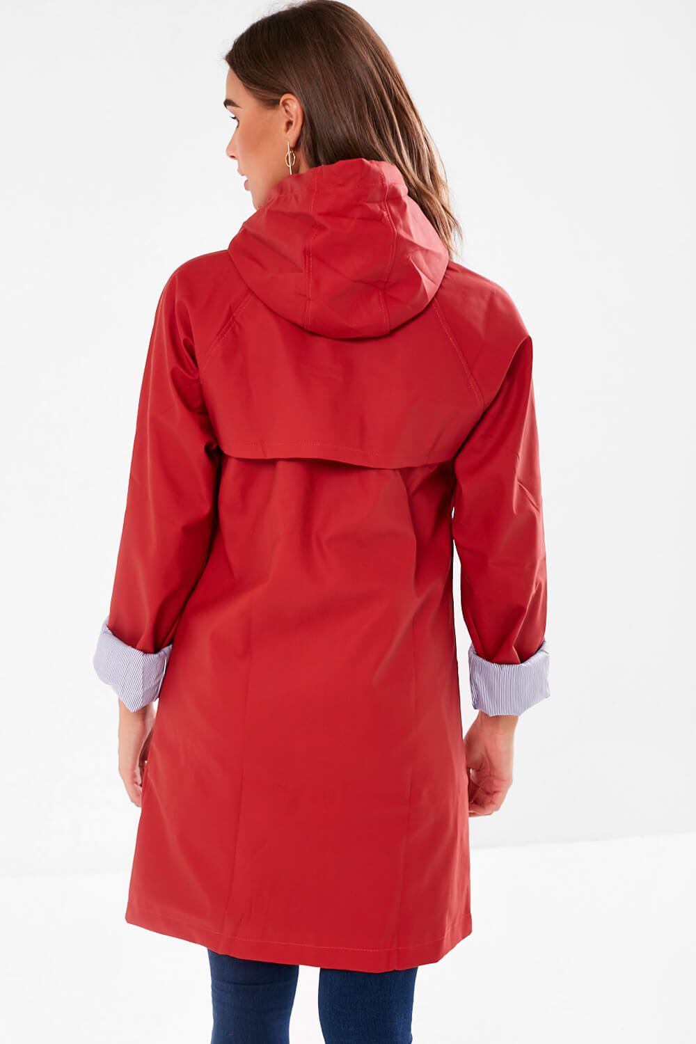 Lilly Long line Rain Jacket in Red