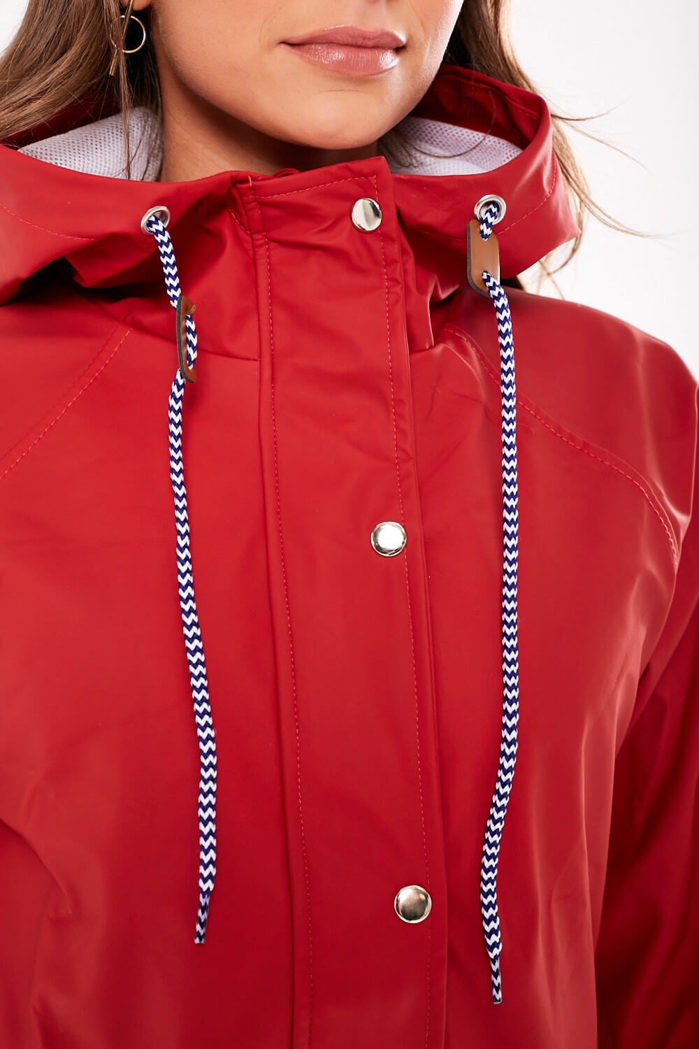 Lilly Long line Rain Jacket in Red