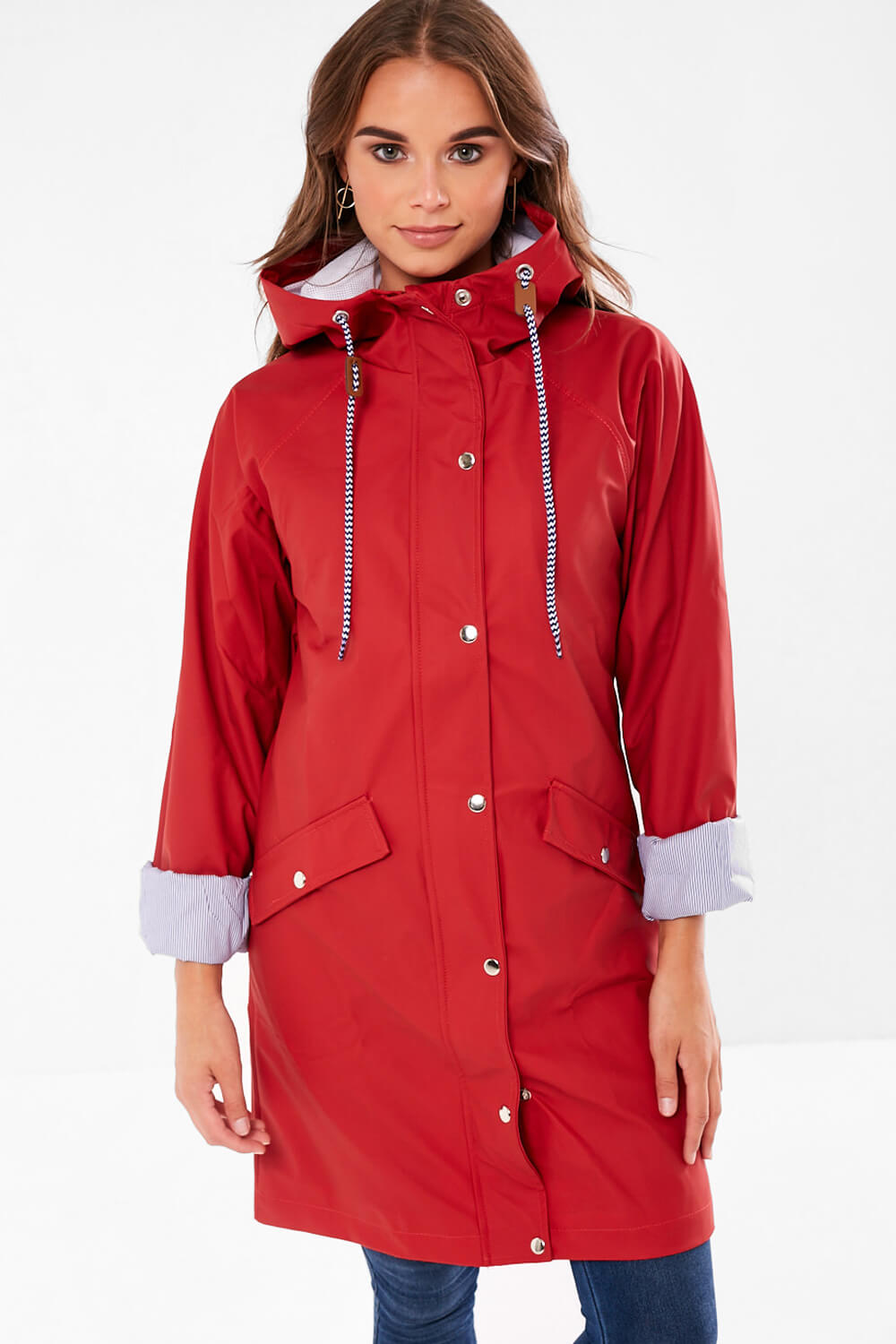 Lilly Long line Rain Jacket in Red