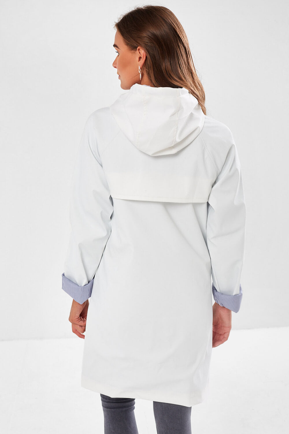 Lilly Long line Rain Jacket in White