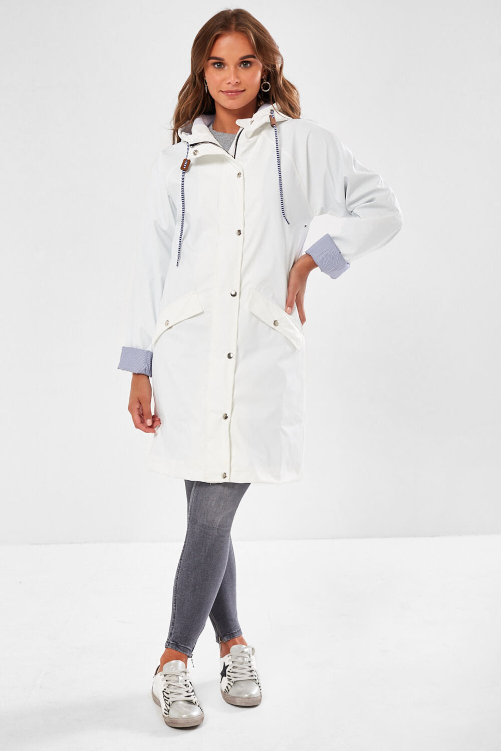 Lilly Long line Rain Jacket in White