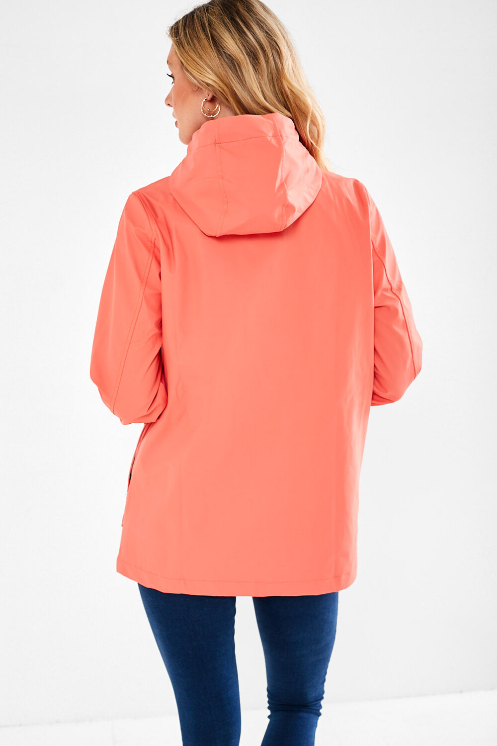 Lilly Stripe Lined Raincoat in Coral