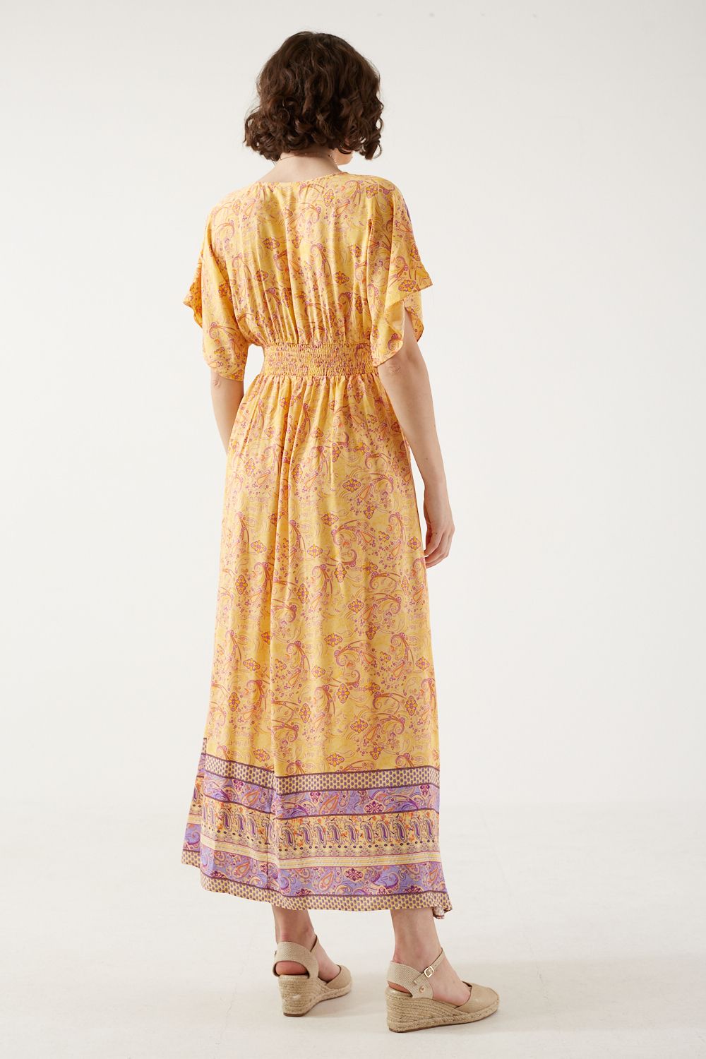 Tatyanna Boho Printed Maxi Dress in Yellow