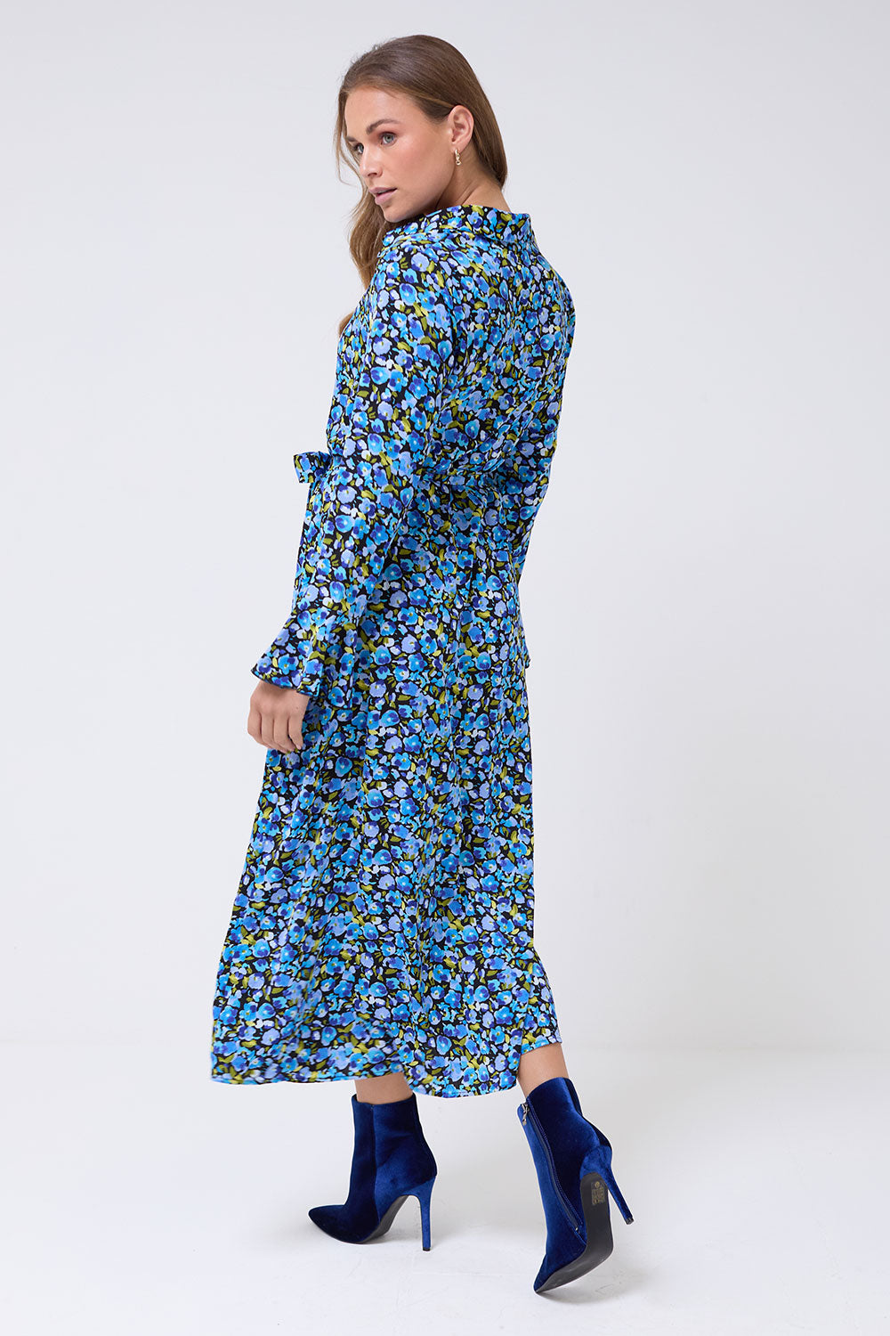 Ranyra Printed Shirt Dress in Blue Floral