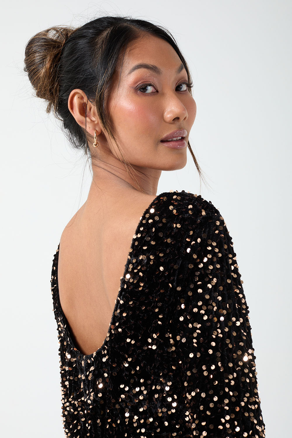 Patsy Sequin Bodycon Dress in Gold