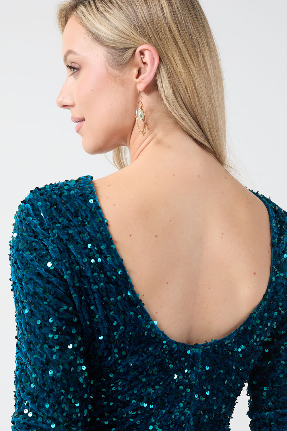 Patsy Sequin Bodycon Dress in Teal